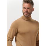 BOSS Musso slim fit trui wol, heren coltrui, midden beige