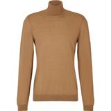 BOSS Musso slim fit trui wol, heren coltrui, midden beige