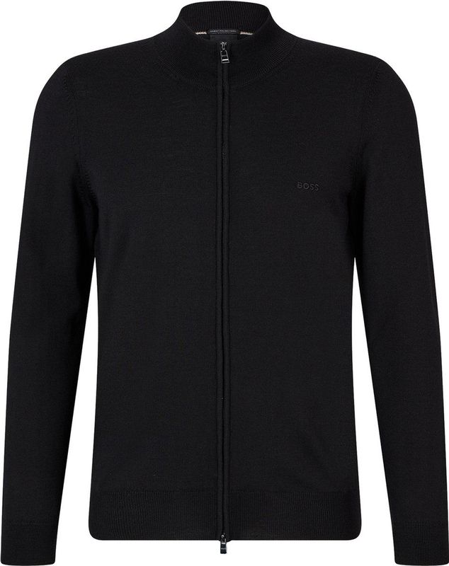 BOSS Balonso regular fit vest wol - heren vest middeldik - zwart