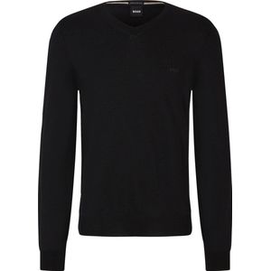 BOSS - Baram - Gebreide Trui - Zwart - 100% Scheerwol - V-hals