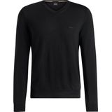 Hugo - V-hals Wollen Vest - Zwart - Heren