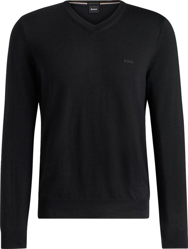 Hugo - V-hals Wollen Vest - Zwart - Heren