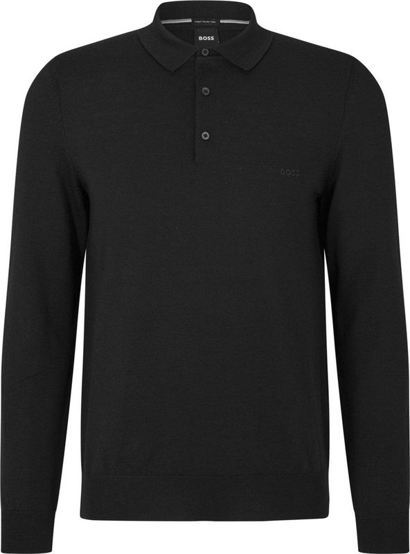 BOSS Bono Polotrui Wol Zwart - Heren - Longsleeve polo