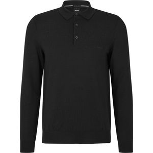 BOSS Bono Polotrui Wol Zwart - Heren - Longsleeve polo