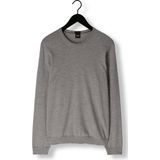 BOSS Leno slim fit trui wol - heren pullover middeldik O-hals - lichtgrijs