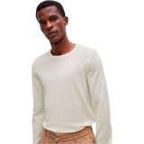 BOSS Leno slim fit trui wol - heren pullover met O-hals - wit