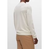 BOSS Leno slim fit trui wol - heren pullover met O-hals - wit