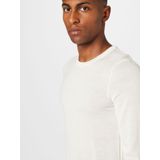 BOSS Leno slim fit trui wol - heren pullover met O-hals - wit