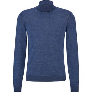 BOSS Musso slim fit trui wol - heren coltrui - kobalt blauw