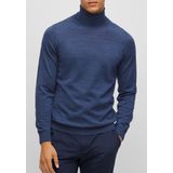BOSS Musso slim fit trui wol - heren coltrui - kobalt blauw