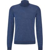 BOSS Musso slim fit trui wol - heren coltrui - kobalt blauw