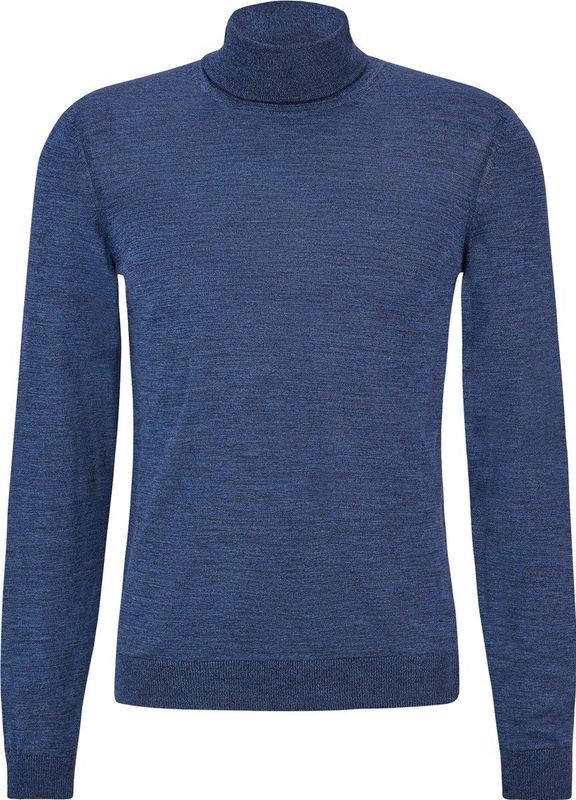 BOSS Musso slim fit trui wol - heren coltrui - kobalt blauw