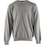Hugo Boss - Ronde Gebreide Trui - Grijs - 100% Scheerwol