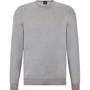 BOSS Botto regular fit trui wol - heren trui middeldik O-hals - zilver