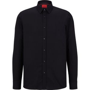 HUGO - Slim Fit Overhemd - Zwart - Poplin - Lange Mouwen