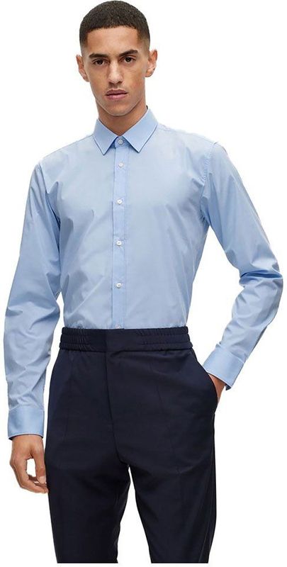 HUGO - Overhemd - Blauw - Katoen - Extra Slim-Fit - Lange Mouwen