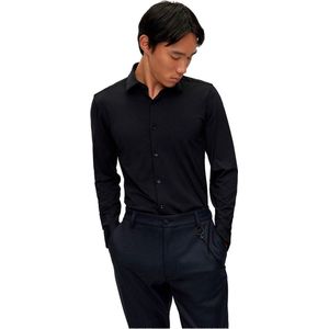 HUGO - 50481195 Kenno Shirt - Zwart - Casual - Polyamide - Lange Mouwen
