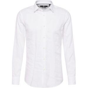 HUGO BOSS - Wit Effen Overhemd - 100% Katoen - Kent Kraag - Lange Mouwen