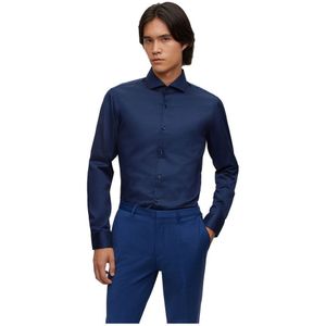 HUGO - Kason - Slim Fit Overhemd - Blauw - Twill