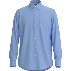 BOSS Joe regular fit overhemd - structuur - blauw - Strijkvriendelijk - Boordmaat: 41