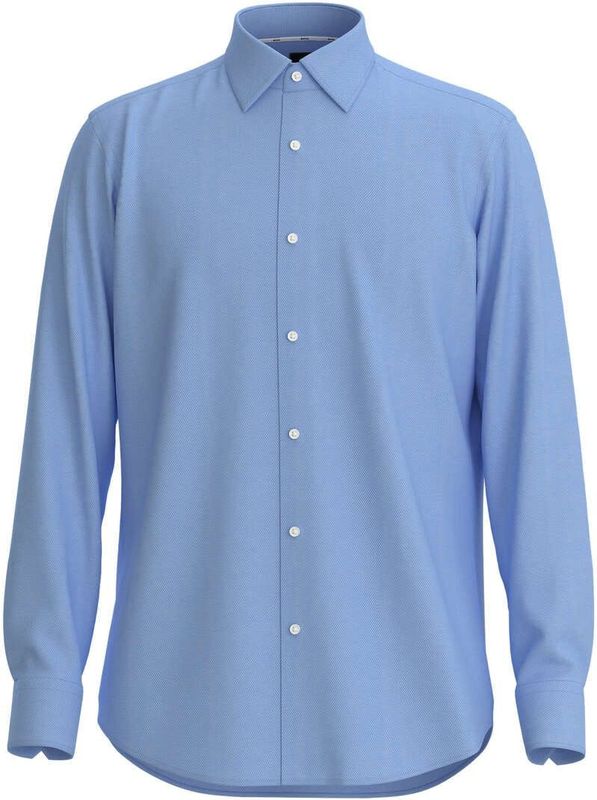 BOSS - Joe - Overhemd - Blauw - Regular Fit, Structuurweving, Easy Iron