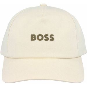 Hugo Boss, Accessoires, Heren, Beige, ONE Size, Katoen, Beige Katoenen Klep Hoed Geborduurd Logo