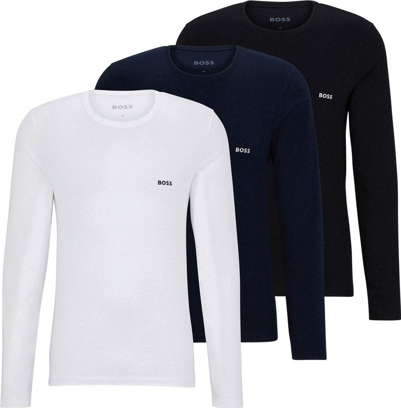 BOSS - Logo Longsleeve - Zwart/Wit - Ronde Hals - Lange Mouwen
