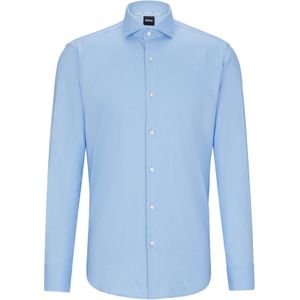 BOSS Hank slim fit overhemd - twill - blauw - Strijkvriendelijk - Boordmaat: 37