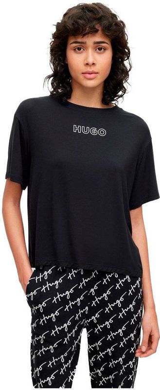 HUGO - Pyjama-T-Shirt - Zwart - Stretchjersey - Logoprint