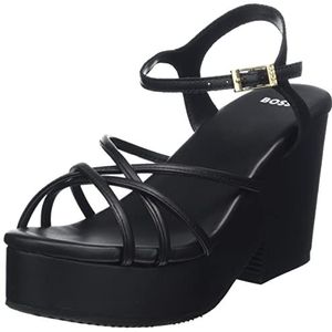 BOSS Dames Cate Wedge FL Sandaal, Black1, 42 EU, zwart 1, 42 EU