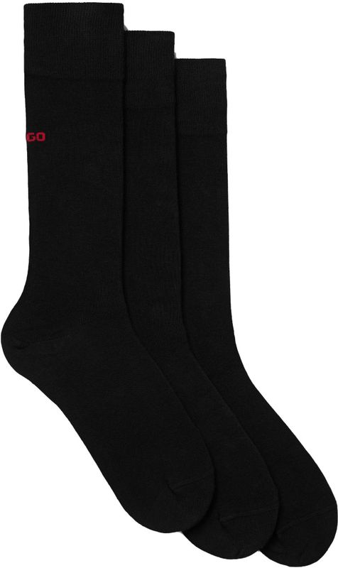HUGO - Huissokken - Katoenmix - Zwart - 3 Paar met Logodetails