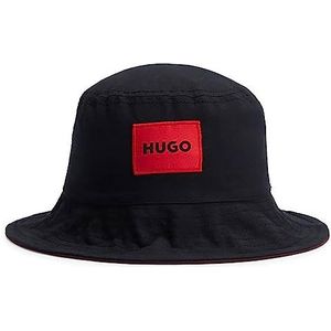 HUGO Larry-omkeerbare hoed voor heren, van katoen met dip-dye-afwerking, zwart, M