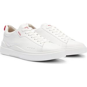 HUGO Blake Tenn leren herensneakers met logo aan de zijkant, wit, 39 EU