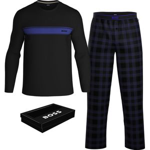 BOSS - Urban Long Set - Heren Lounge Set - Zwart met Kobalt Blauw Geruit