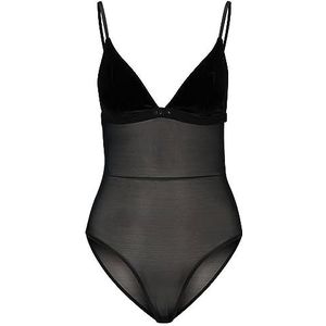 HUGO Body van fluweel, bodysuit voor dames, Zwart 1