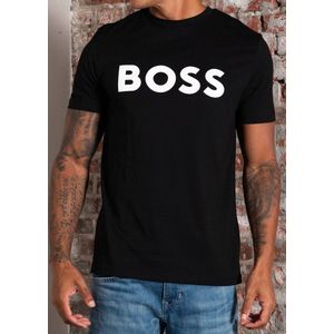 BOSS Regular Fit T-shirt met Printopdruk Zwart
