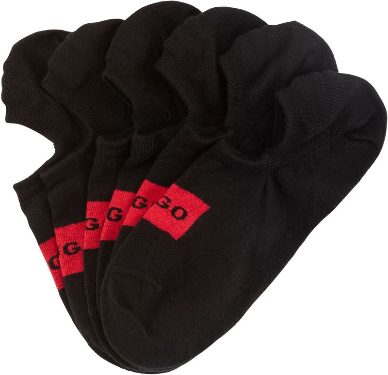 HUGO - 3p LC Label CC Onzichtbare Sokken - Zwart - Katoen