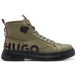 HUGO Urian hito hybride boots voor heren met logo-tape en veters, groen, 39 EU