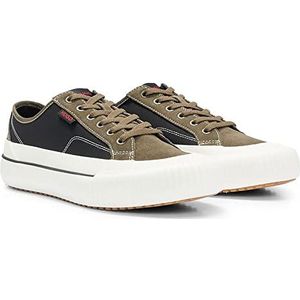 HUGO DyerX Tenn Lowtop sneakers voor heren, met rode logo-patch, maat, groen, 40 EU