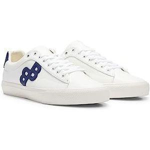 BOSS Aiden Tenn Lowtop sneakers voor heren, met monogram-detail, wit, 46 EU