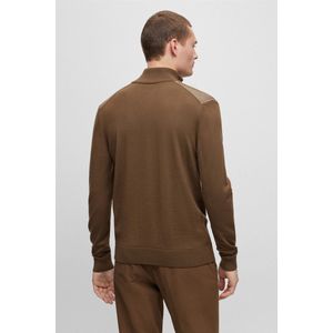 BOSS Black Ofilato half zip trui groen effen wol