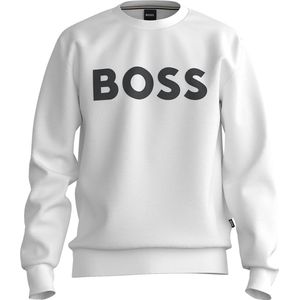 BOSS Soleri regular fit trui katoen - heren sweatshirt middeldik - wit