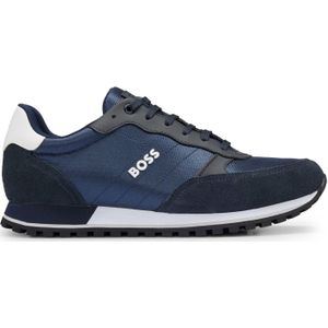 BOSS Parkour-L Runn NY N Leren Sneakers Donkerblauw