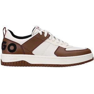 HUGO Kilian Tenn sneakers voor heren in basketbalstijl met groot logo, maat, Open Brown, 42 EU