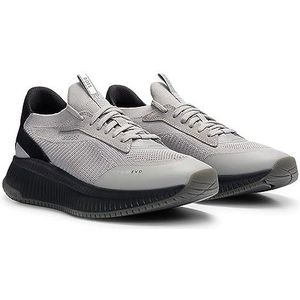 BOSS TTNM EVO Slon Sok Sneakers voor heren met gebreid bovenmateriaal en visgraatzool, Open Grey, 45 EU