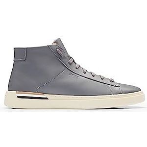 BOSS Clint Hito sneakers voor heren van leer met kenmerkende strepen en logo, donkergrijs, 39 EU