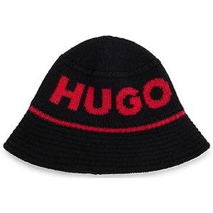 HUGO Xuss Bonnet tricoté style seau avec logo jacquard pour homme, noir 1, taille unique