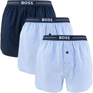 HUGO BOSS boxershorts woven (3-pack), heren boxers wijd model, blauw