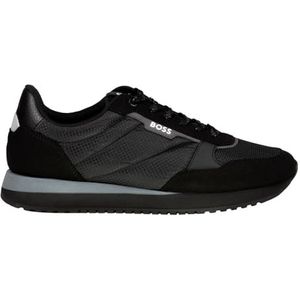 BOSS Kai Runn Sneakers voor heren, vrijetijdsschoen, veterschoen, gymschoen, lage schoen, 005, zwart, 41 EU
