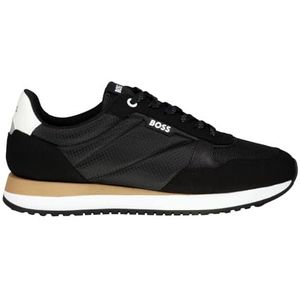 BOSS Kai Runn Sneakers voor heren, vrijetijdsschoen, veterschoen, gymschoen, lage schoen, 001 Zwart Wit, 46 EU